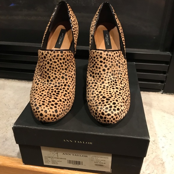 Calf-Hair Camel Platform Sholtis, size 8.5